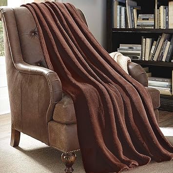 JML Plush Throw Blanket 50 x 60, Plush Soft Fleece Blanket - Lightweight All Season Couch Sofa Blanket, Solid Color Coffee