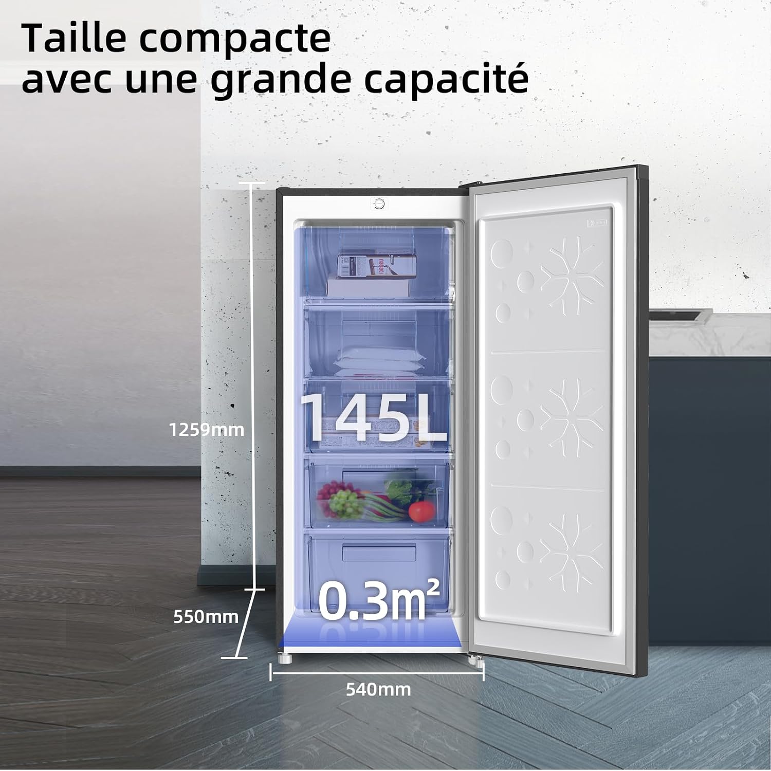 CHiQ Congélateur Armoire 145L avec 4 Étoiles & Porte Réversible Noir - Analyse des détails et conception