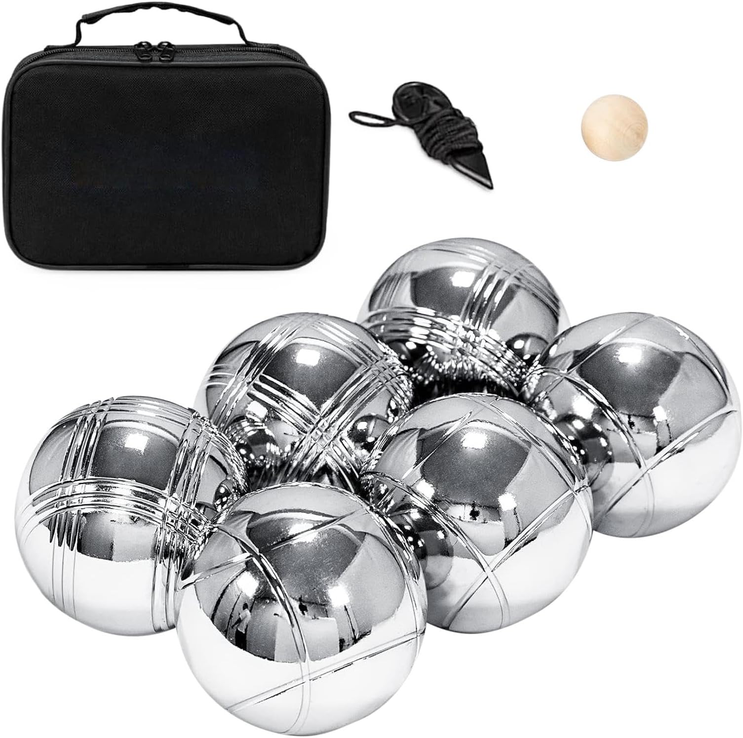 Boules Ball Set, Outdoor Bocce Ball Kit, Multi-Purpose Outdoor Recreational Games for Beach Vacation, Family Backyard, Outdoor Picnic