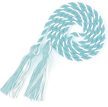 Sky Blue White Graduation Cords, Cords for Graduation 2026, Graduation Tassel Cord, Honor Cords, 67" Long Braided Graduation Ropes Cords for Graduation Decorations Bachelor Gown Master Doctoral