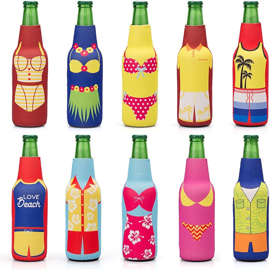 Avery Barn 10pc Neoprene Beer Bottle Sleeve Stretchy Insulated Sleeve Cover - Set 2: Summer Lovin