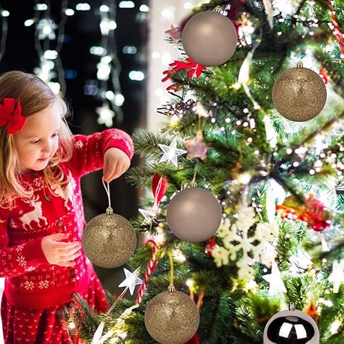 Miniatura 3 de Esferas de Navidad grandes de 3.94 pulgadas, adornos de Navidad de bronce inastillables, 6 unidades, bolas grandes de adornos de Navidad para árbol