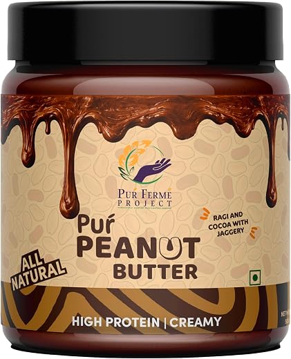 PurFerme Project Ragi & Cocoa with Jaggery Peanut Butter | Creamy (500 g)