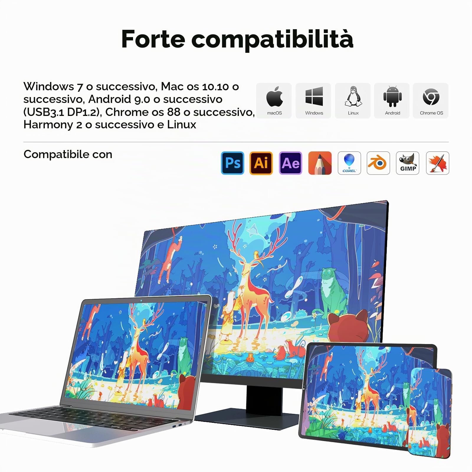 ugee tavoletta grafica con schermo UE12 PLUS 11,9 pollici,147% sRGB Ultra-Wide Color Gamut ideale per l'ufficio domestico e l'apprendimento online, nero