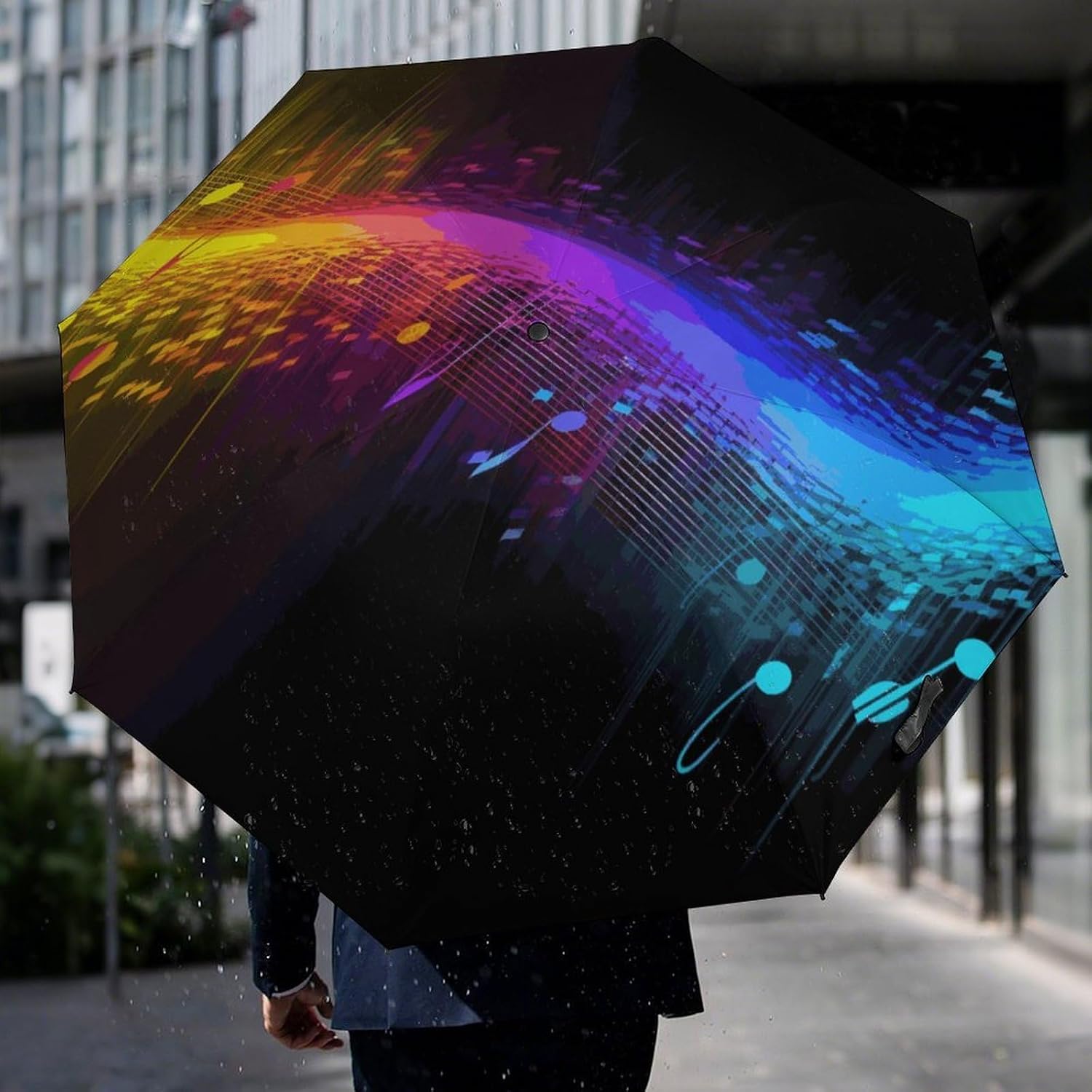 Music Spectrum Umbrella for Rain Golf Umbrella | 43.3 inch Travel Portable Automatic Folding Umbrella for Rain Lightweight Travel Umbrella for Women Men