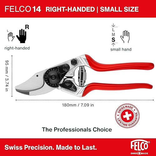 Miniatura 2 de Felco F 14 Tijeras de podar – Cortadoras de jardín de 7.1 pulgadas para manos pequeñas con hojas bypass y yunque Podadoras de mano para jardinería