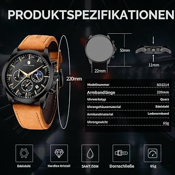 BENYAR By Men's Watch Watches Men's Waterproof Men's Watches Chronograph Men's Watch for Men Gold/Silver/Blue/Black Elegance Leather Strap / Stainless Steel Quartz Birthday/Christmas