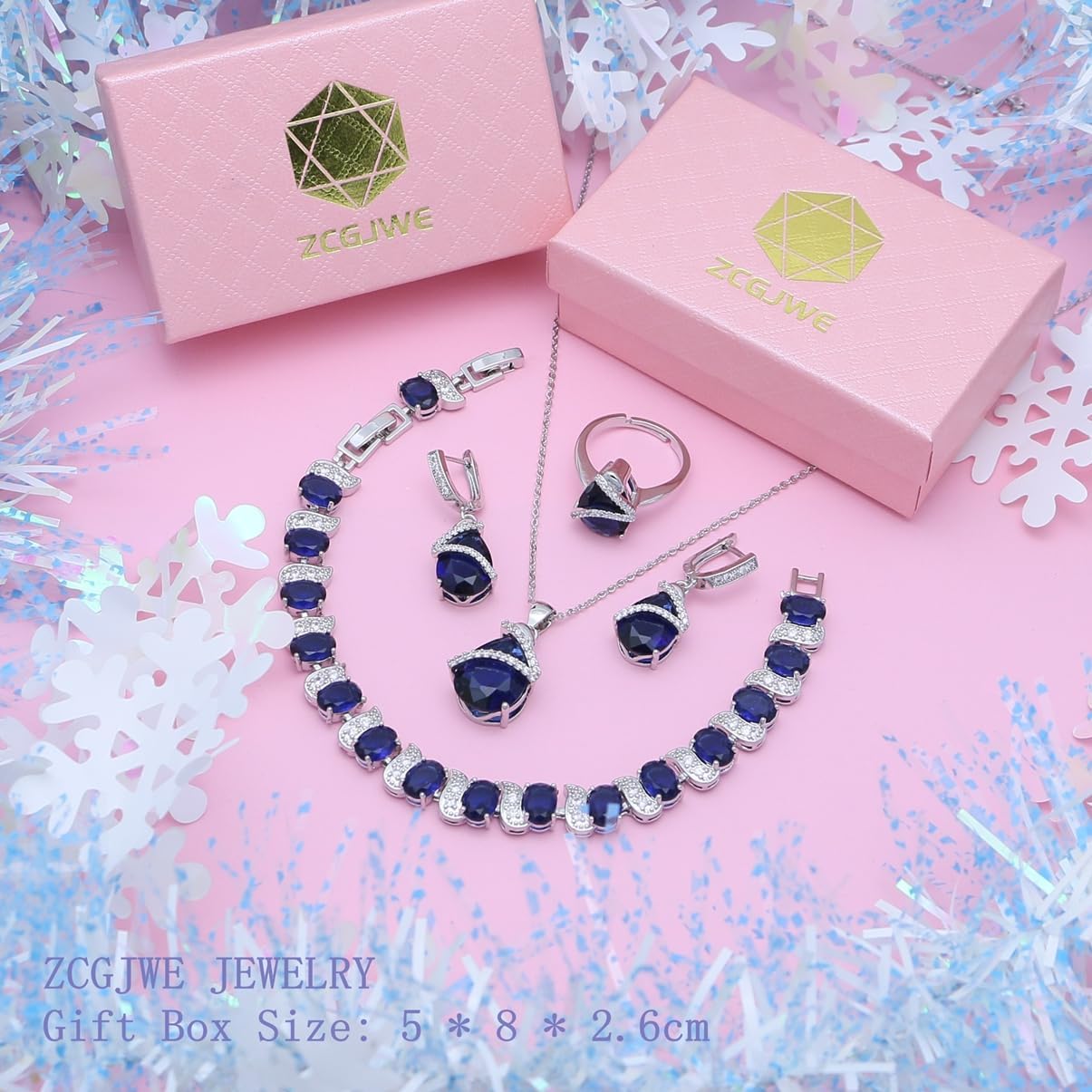 Wedding Jewelry Set for Women Gem Necklace Earrings Bracelet Luxury Jewelry Set Birthday Valentine's Day Mother's Day Christmas Prom Jewelry Gift