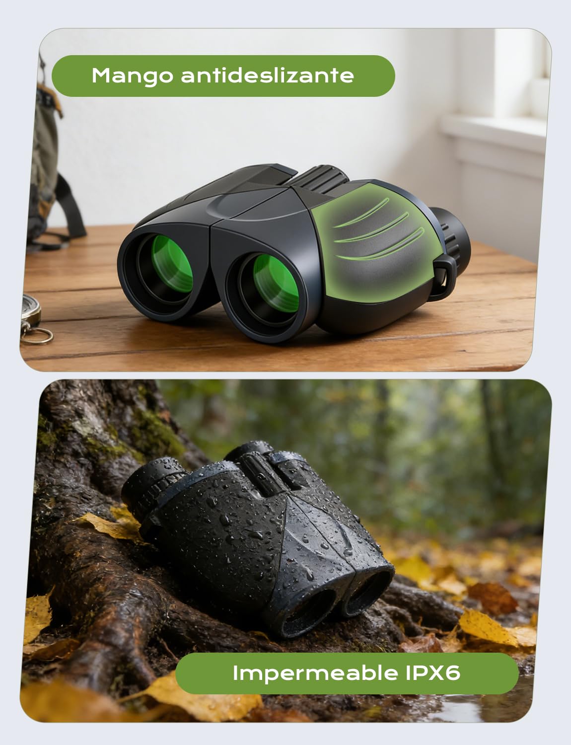 Liorque 10×25 Prismáticos Niños y Adultos | Binoculares Compactos Plegables | Adecuado para Visión Nocturna y Baja Luz | Ideal para Observación de Aves, Senderismo, Viajes y Caza