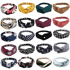 AHONEY Boho Knotted Twisted Floral Headbands - 20 Pack Elastic Headband Hair Accessories for Women