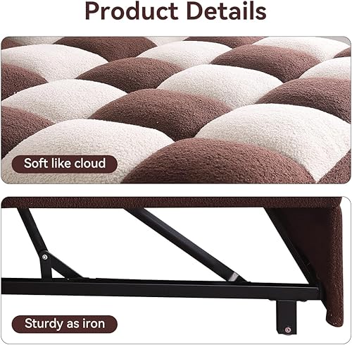 Miniatura 4 de Sofá cama individual de tela de peluche, silla convertible 3 en 1, sofá cama extraíble con respaldo reclinable, 2 almohadas, muebles de RV para