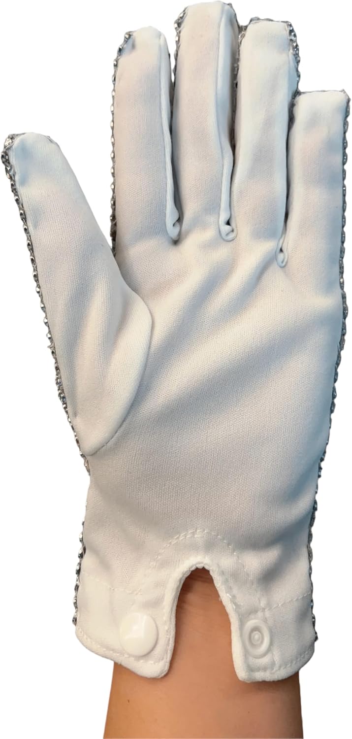 ZBH1985 Men's Sequin Performance Michael Glove Silver for Costume