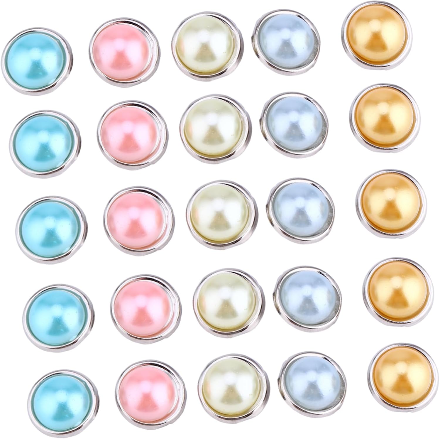 LOLIPPYY 50 Pcs Decorative Mini Brads Random Color Round Paper Fasteners for Scrapbooking and DIY Crafts Pearl Design Alloy Brads
