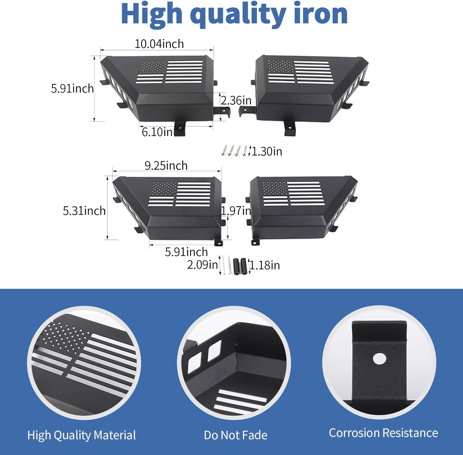 Front & Rear Door Side Insert Storage Pockets Tray Fit for 2011-2018 Jeep Wrangler JK JKU 2/4 Door, 4Pcs Door Organizer Box Interior Storage Expansion Accessories(Flag)