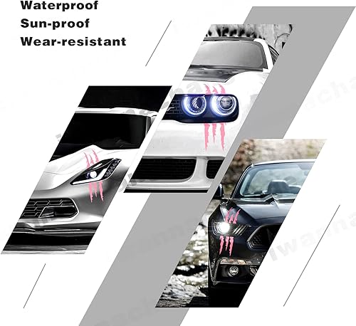 Miniatura 4 de 2 calcomanías de vinilo para faros delanteros, rayas de monstruo, para autos deportivos, SUV, camioneta, ventana, motocicletas, etc. (rosa)