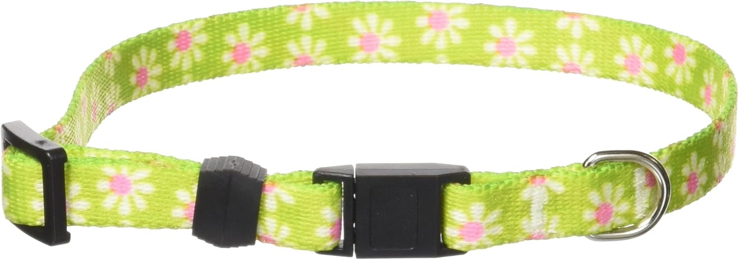 Green Daisy Dog Collar - Size Cat 8" to 12" Long