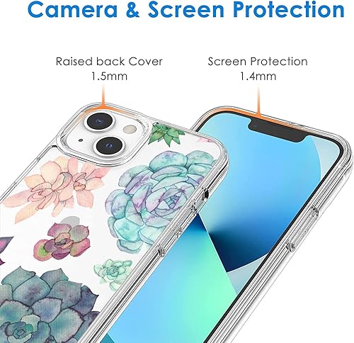 Miniatura 2 de Funda compatible con iPhone 13 Pro Max, colorida y divertida planta suculentas, diseño transparente, a prueba de golpes, suave TPU