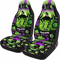 Vista 16 de Horror Nightmare Skellington - 2 fundas de asiento delantero para automóvil, camión, SUV, regalos de Navidad, funda de asiento de cubo duradera, 03.