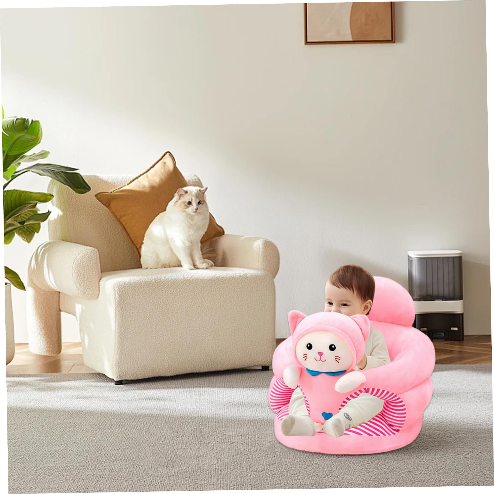 Simpatica sedia da seduta per bambini in peluche con gattino simpatico cartone animato, divano di supporto per neonati