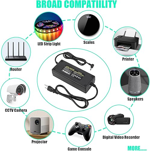 Miniatura 7 de 24V 10A 240W Power Supply Adapter,100-240V AC to DC 24Volt 10Amp Power Adapter with 5.5mm x 2.5/2.1mm DC Output Jack,Portable 24V DC Low Voltage