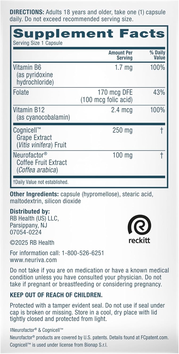 NEURIVA Memory 3D Brain Supplement - Decaffeinated Nootropic Capsules for Memory, Focus, & Cognitive Function - Short Term, Long Term, & Working Memory Support - 50ct - Image 9
