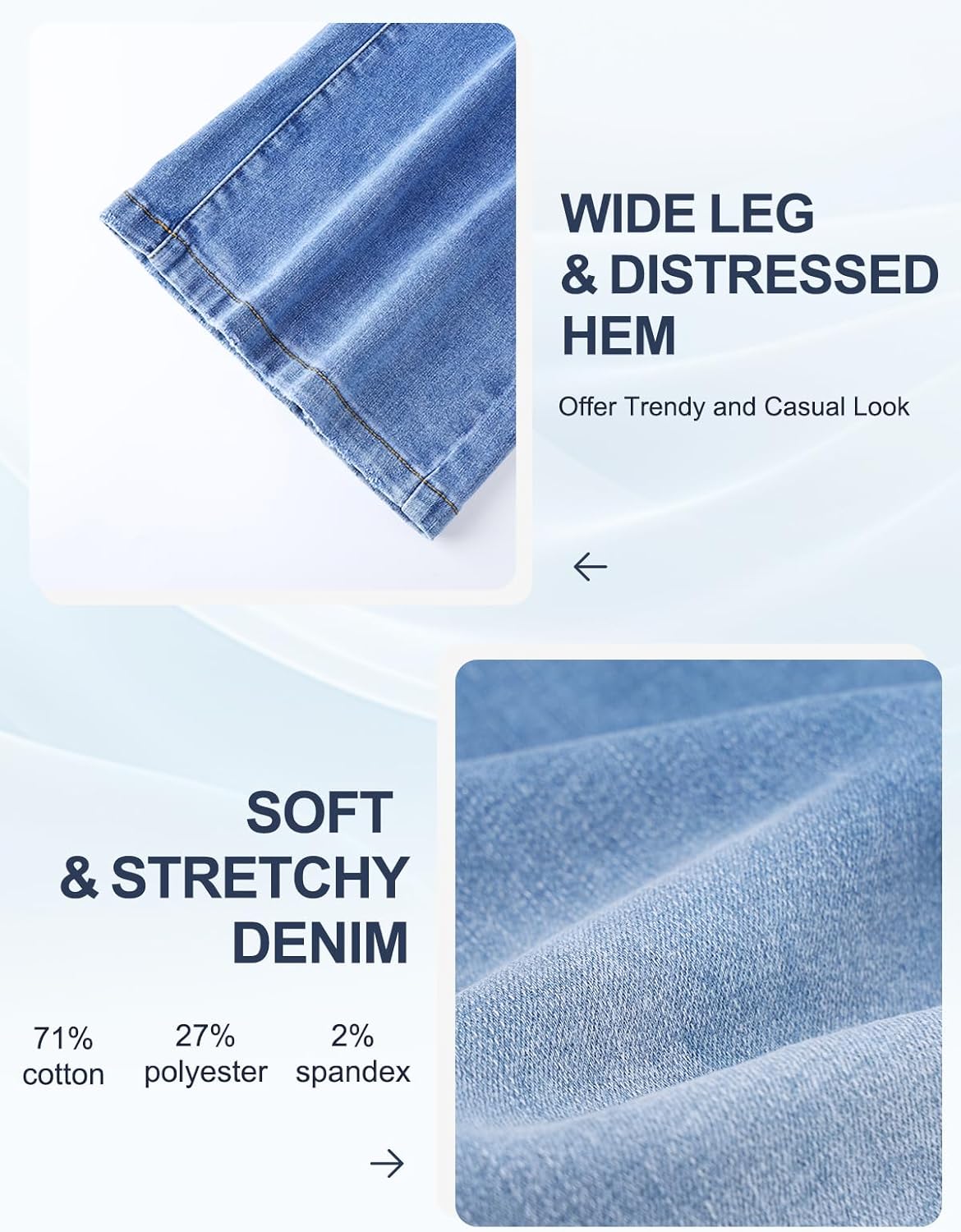 Wide Leg Capri Jeans for Women, Pull on High Waisted Trendy Stretchy Straight Leg Baggy Cropped Tummy Control Jeans - Image 5