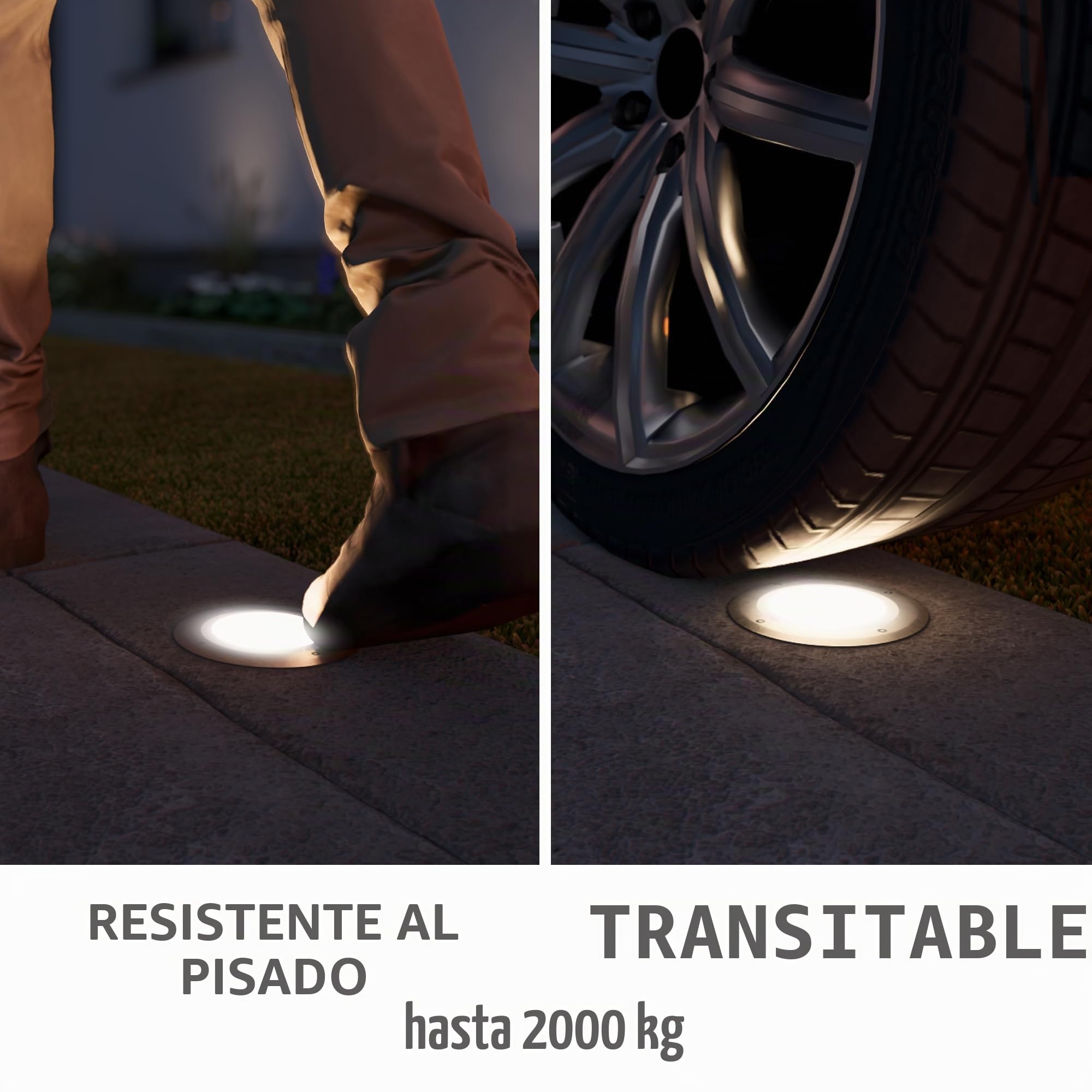 SSC-LUXon VISKOS - Foco empotrable para suelo (4 unidades, cristal transparente y lechoso, IP67, transitables, redondos, GX53 (sin bombilla)