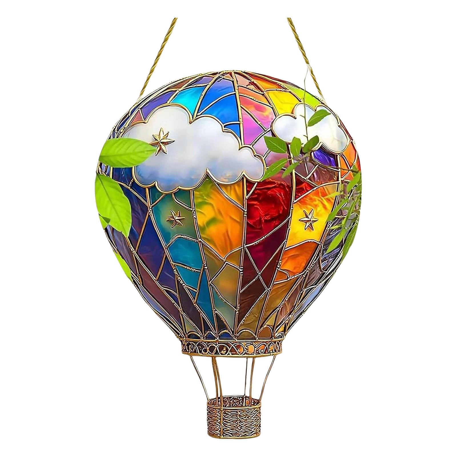 Hot Air Balloon Solar Garden Light - Solar Garden Lights Outdoor Waterproof With Flickering Flame, Hot Air Balloon Model, Glass Outdoor Solars Hanging Lights For Gardens Yard Halloween Christmas