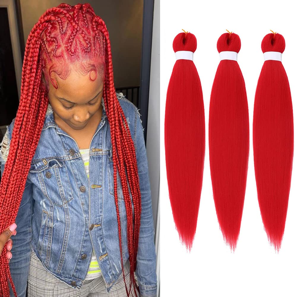 Buy Red Braiding Hair Pre Stretched EZ Braiding Hair 3 Packs/Lot 26