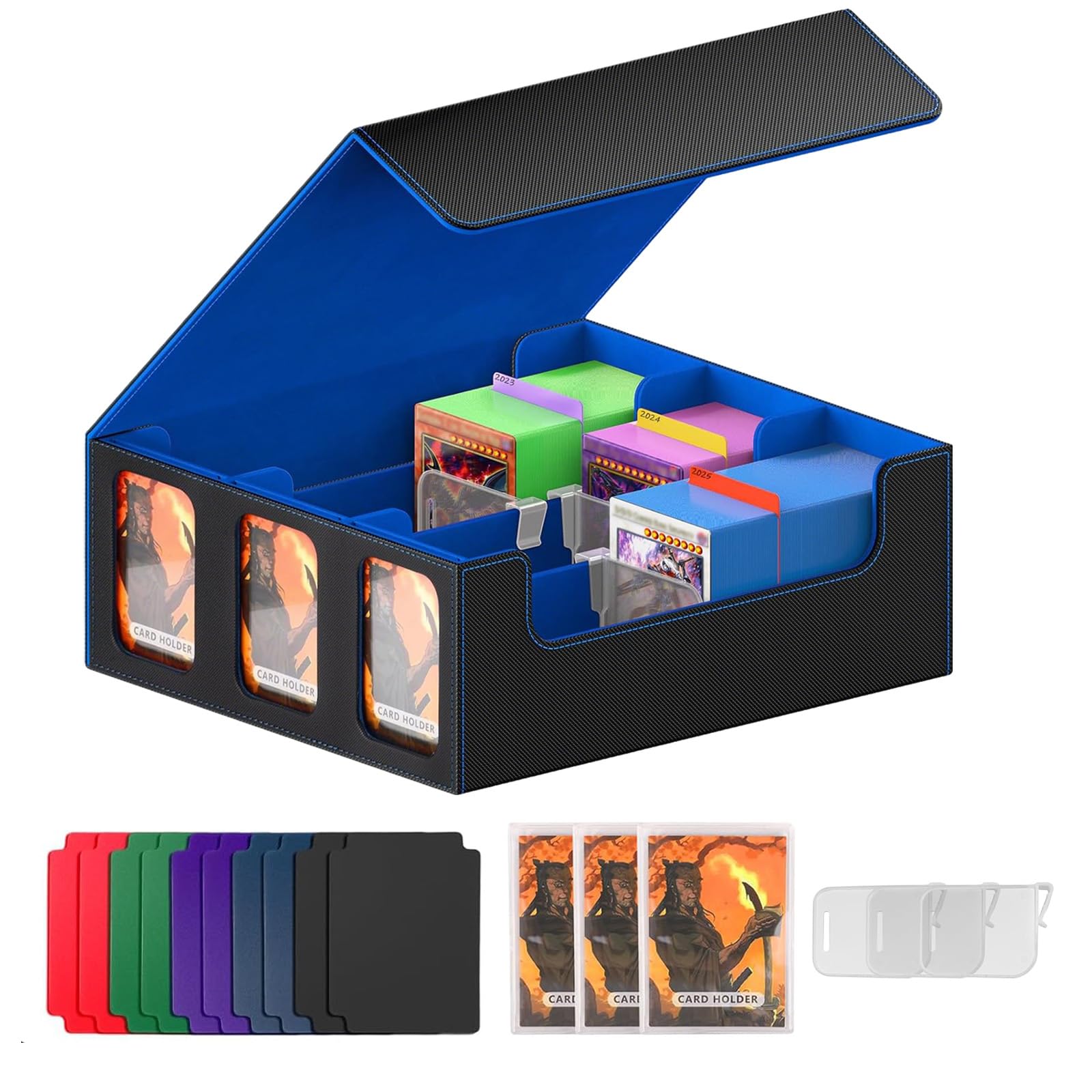 LZEXIN Card Deck Box with Display Window, MTG Deck Storage Box Holds 2400+ Cards