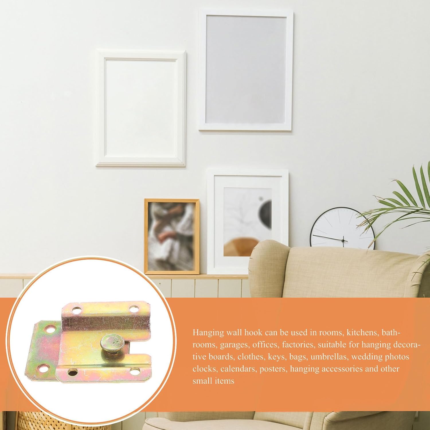 COLLBATH 6pcs Heavy-Duty Interlocking Picture Hangers for Mirrors and Paintings, Corrosion Resistant Iron Wall Hooks with Simple and Convenient Design for Gallery Picture Hanging
