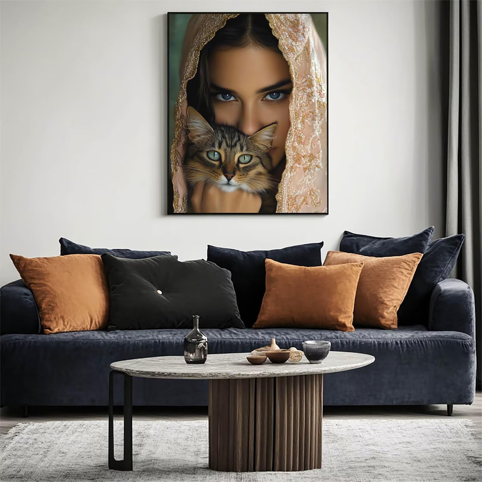 Kot Malowanie według numerów Dorosła kobieta Malowanie numerami Dzieci 100 x 135 cm, DIY Zestawy do malowania dla dorosłych z farbami akrylowymi Płótno do nowoczesnych obrazów Salon Dekoracje ścienne