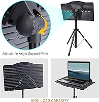 Vista 6 de Klvied Atril Plegable Portátil para Partituras con Colgador de Violín, Negro