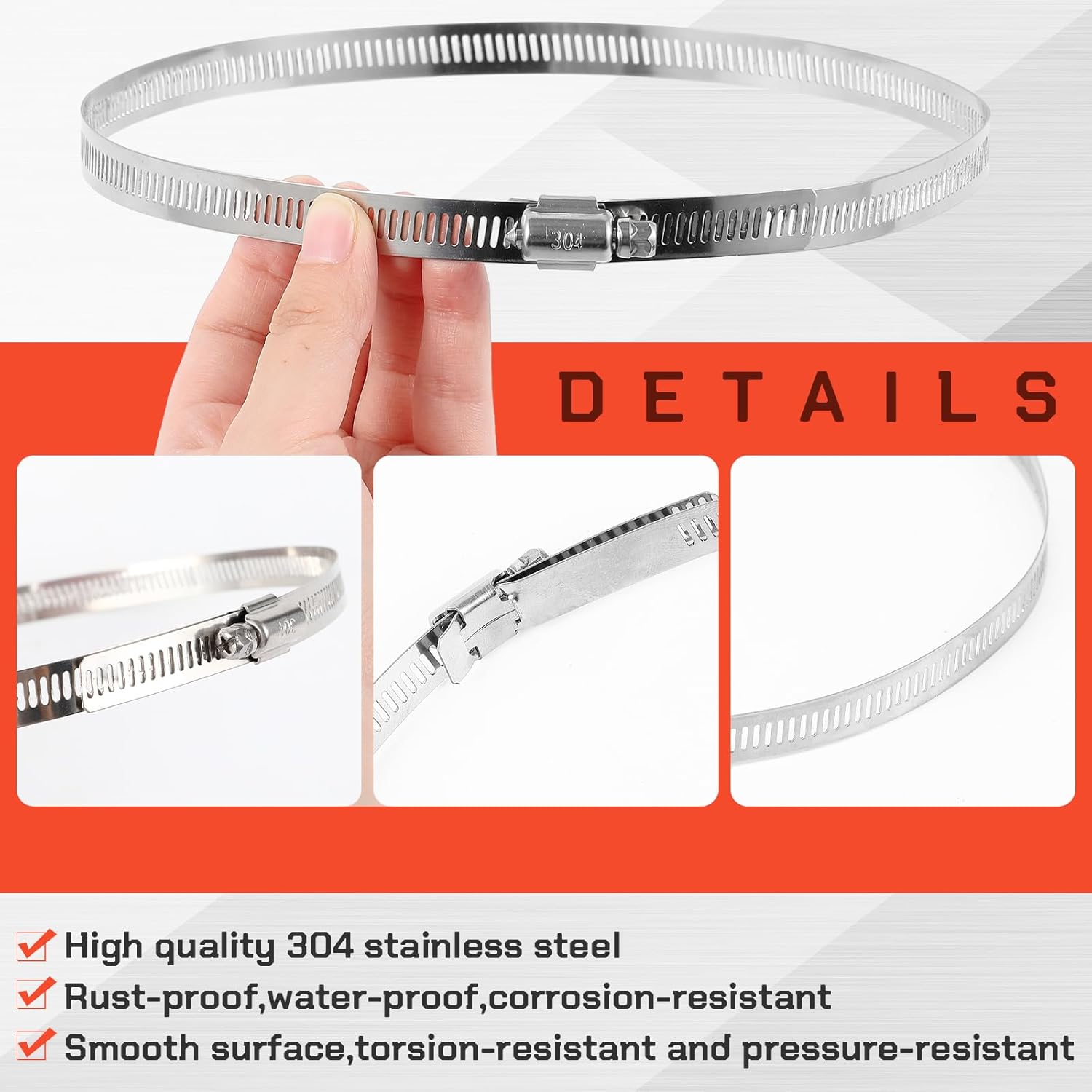 8 Inch 25 ft PVC Flexible Ducting Hose with Connecting Belt Duct Hosing with Stainless Steel Air Ducting Clamps Adjustable Hose Clamps for Exhaust Fan