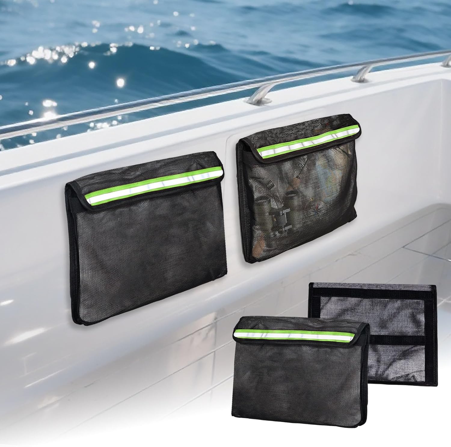 13.5" x 10" Marine Storage Bag with Lid | Waterproof Breathable Mesh | Hook and Loop Closure | Ideal for Boat Gear, Fishing Tackle & Home Organization(2, red)