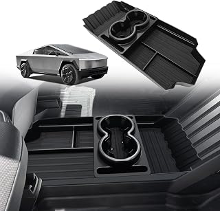 BestEvMod Front Lower Center Console Organizer Tray Compatible with Tesla Cybertruck 2025 2024 Fit 32oz Bottle Interior Accessories ABS Material with PVC Trim Floor Console Storage (Floor Organizer)