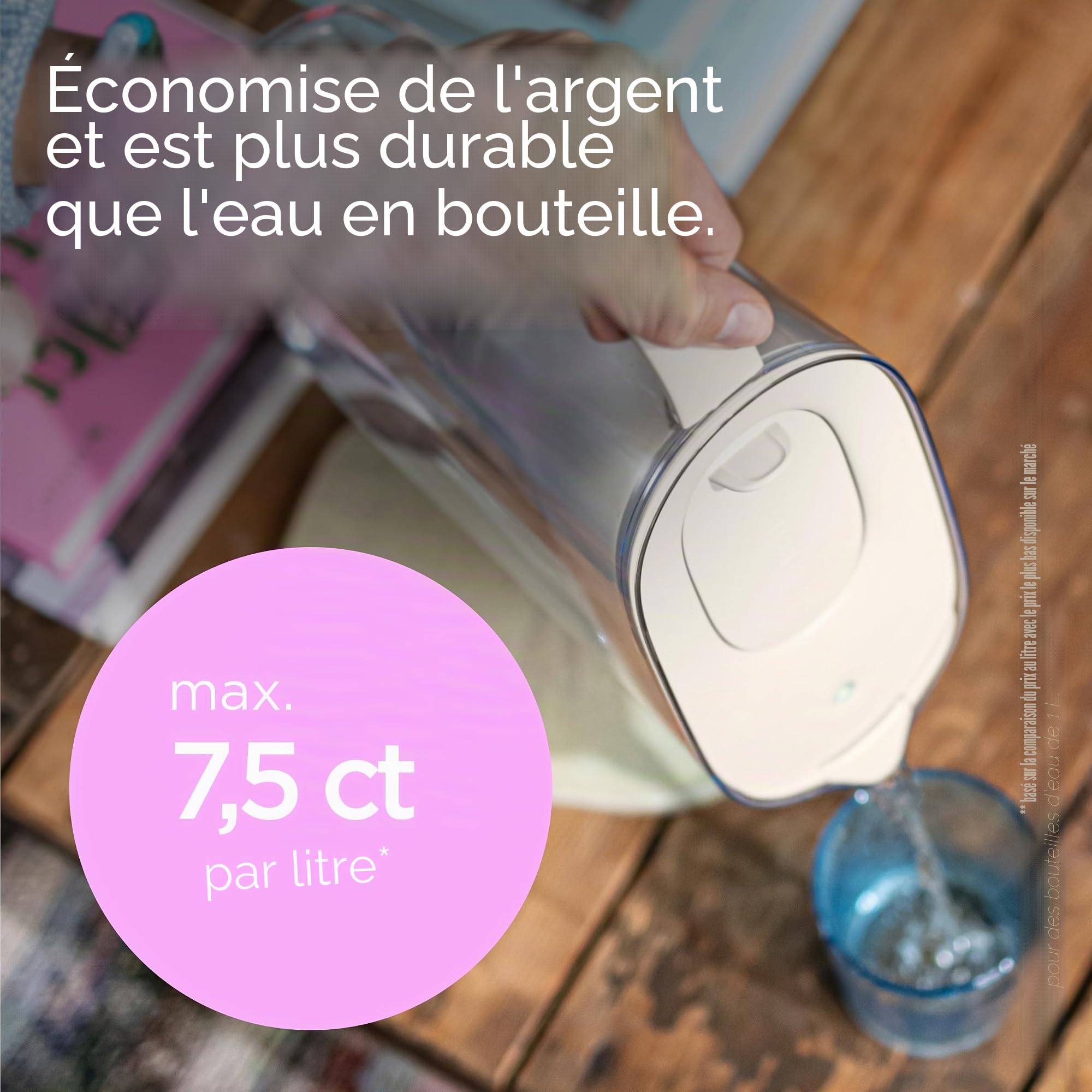BRITA Filtre à eau Style Essential sable (2,4 l) avec 1 carafe filtrante Maxtra Pro Pure Performance – Verseuse filtrante adaptée au réfrigérateur avec LED Smart Light & couvercle à rabat, filtre les