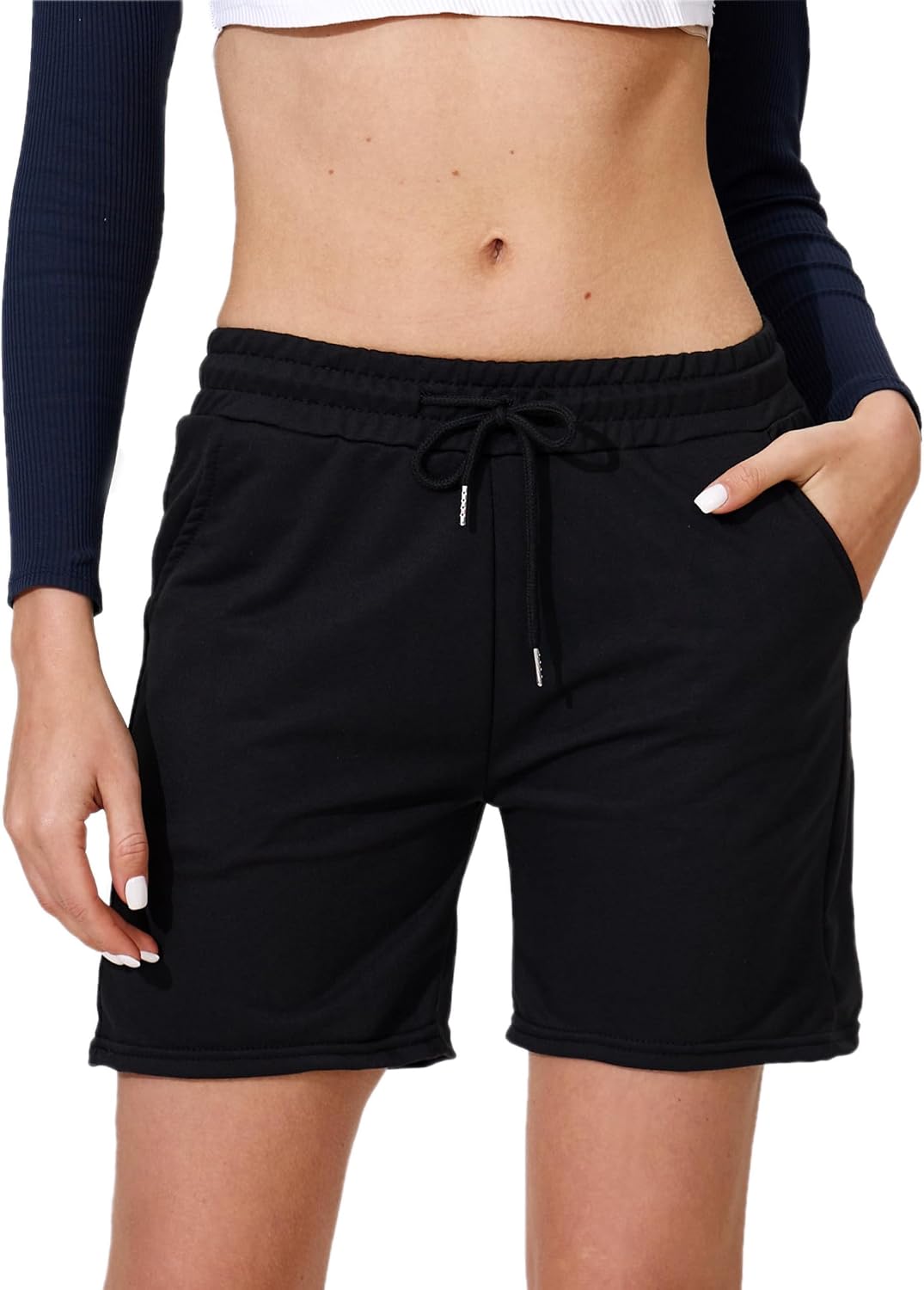 Womens Sweat Shorts with Pockets， Women's Casual Summer Athletic Comfy Shorts Workout Lounge Shorts
