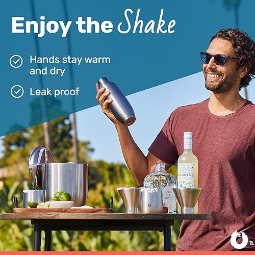 Miniatura 4 de SNOWFOX Coctelera de acero inoxidable con aislamiento al vacío de alta calidad, accesorios de bar en casa, elegante mezclador de bebidas, tapa a