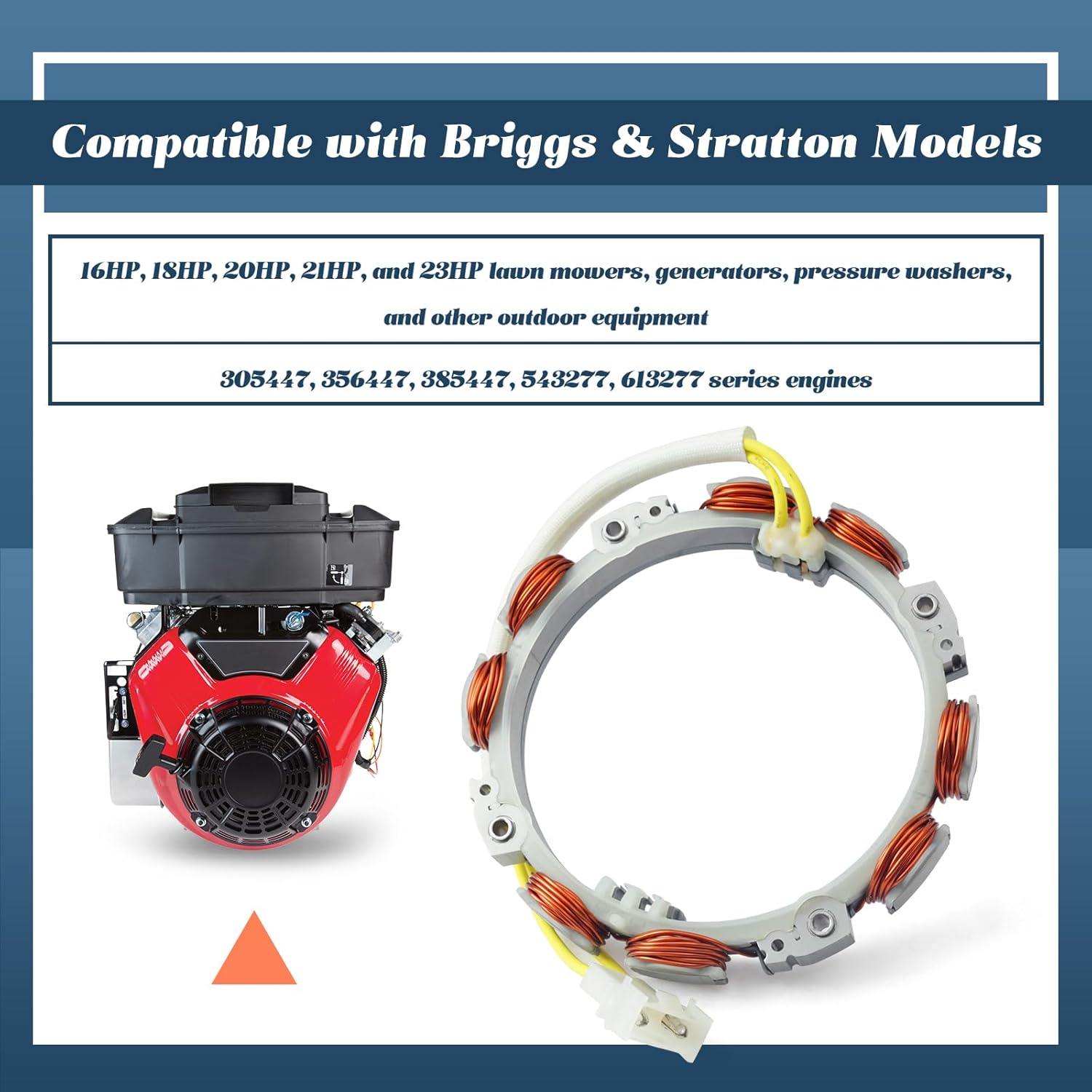 696579 High-Performance Charging Coil and Alternator Stator Assembly Replacement for Briggs & Stratton V-Twin 16HP-23HP 305447 356447 385447 543277 613277 Series Engines