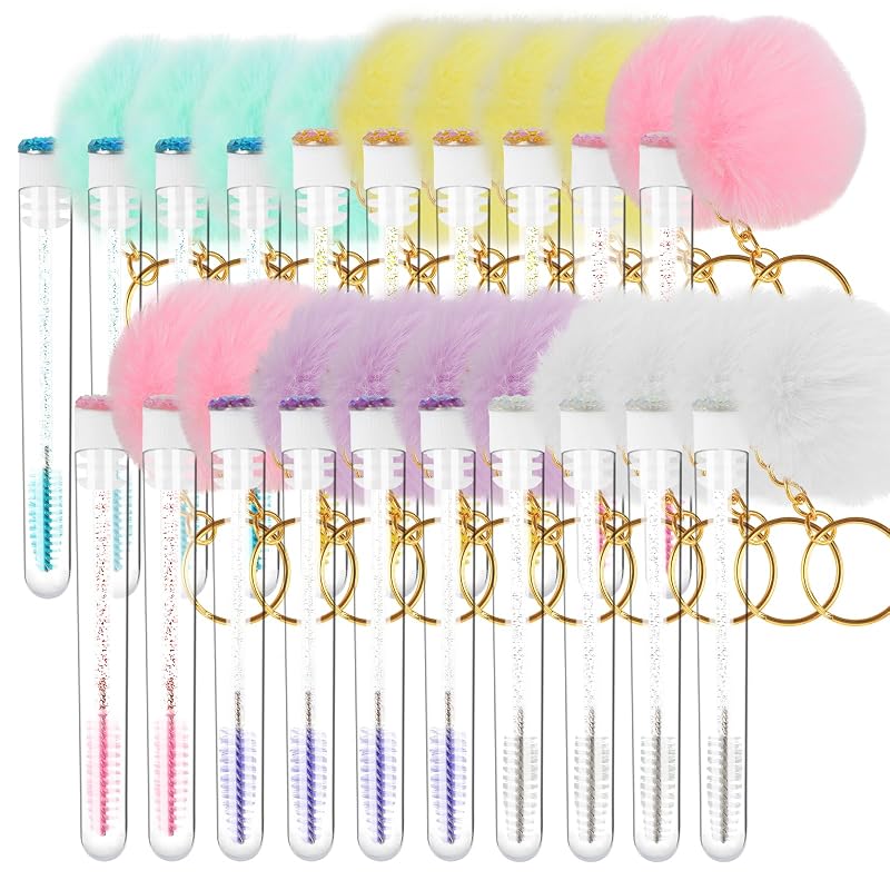 Escovinhas descartáveis para cílios com tubo de glitter Mekupeu, 20 unidades