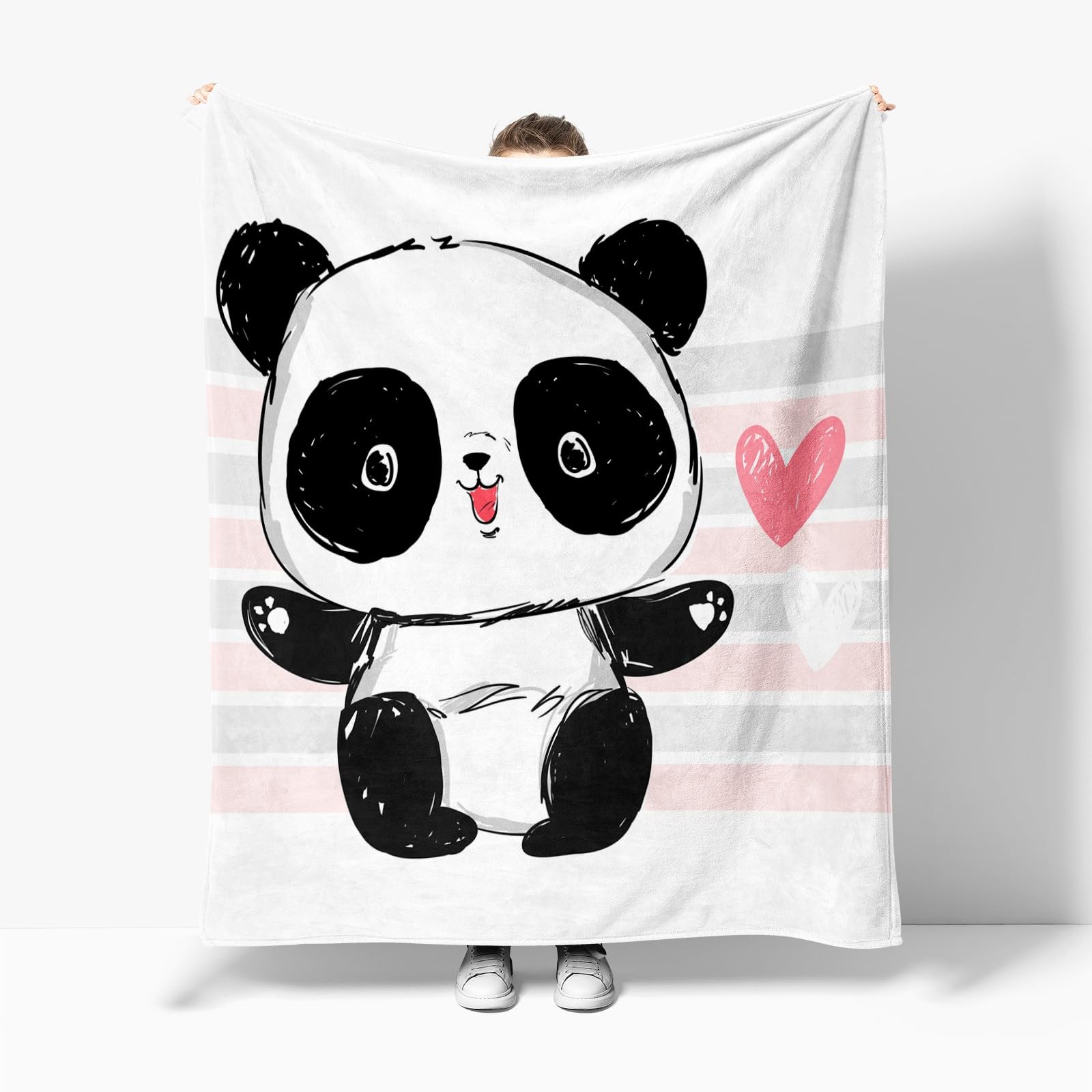 Plaid Couverture Extra Doux Panda De Dessin Animé 180x200 cm Couvre-lit Multi-usages Canapé, Plaid pour lit, Couverture Foulard Doux et Chaude Plaid Canapé Flanelle