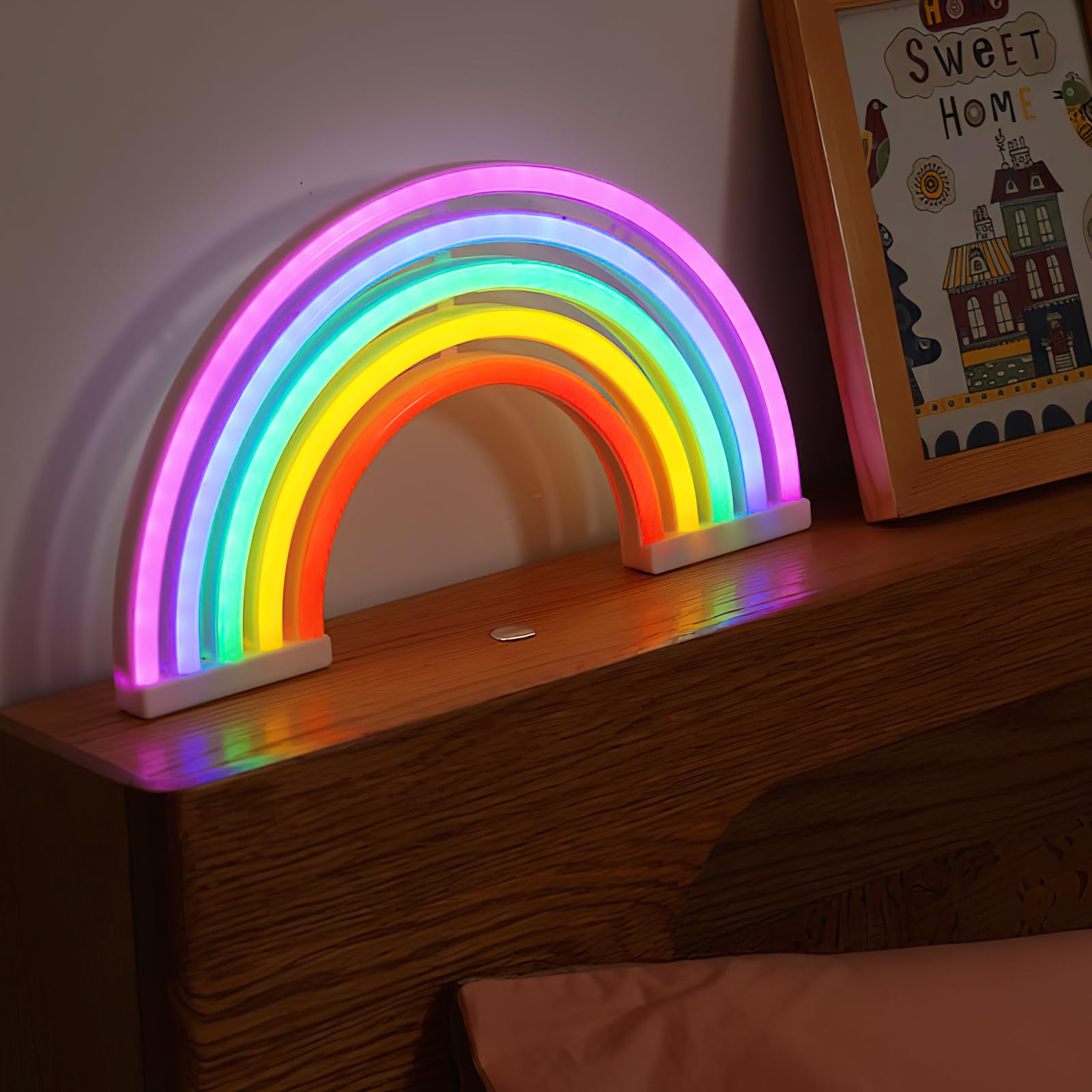 Tęczowa dekoracja LED neonowa lampka sygnalizacyjna, neonowe światło, urocza tęczowa neonowa lampka, dekoracja do sypialni, pokoju dziecięcego, na Boże Narodzenie