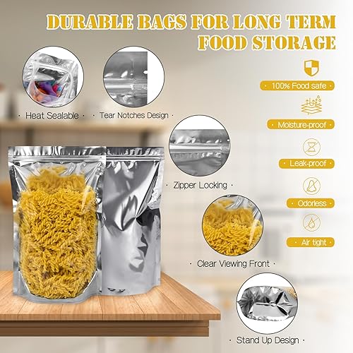 Miniatura 2 de 100 bolsas de Mylar resellables para almacenamiento de alimentos, 7.9 x 11.8 pulgadas, bolsas Ziplock a prueba de olor, bolsas de embalaje de papel
