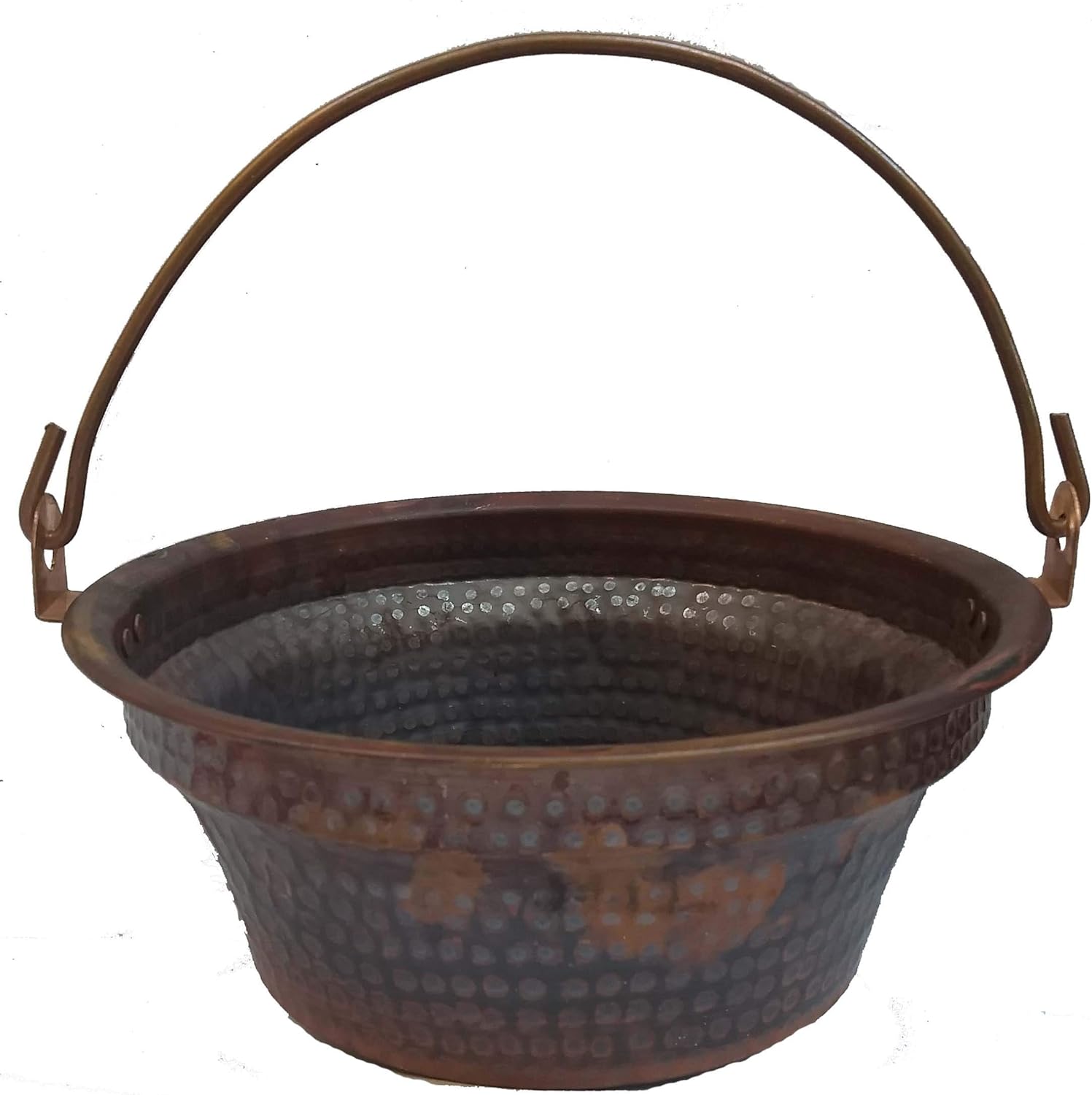 Copper Bathroom Sink Rustic Fire Tempered Pan Panning Vessel Kitchen Bucket Bowl Household Vintage Decoration Antique Matte Patina Textured Surface Washbasin Washbowl