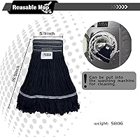 Vista 7 de Cabezal de trapeador de limpieza industrial húmedo de alta resistencia, cabezal de trapeador negro de 21 onzas, de repuesto, de algodón, lavables