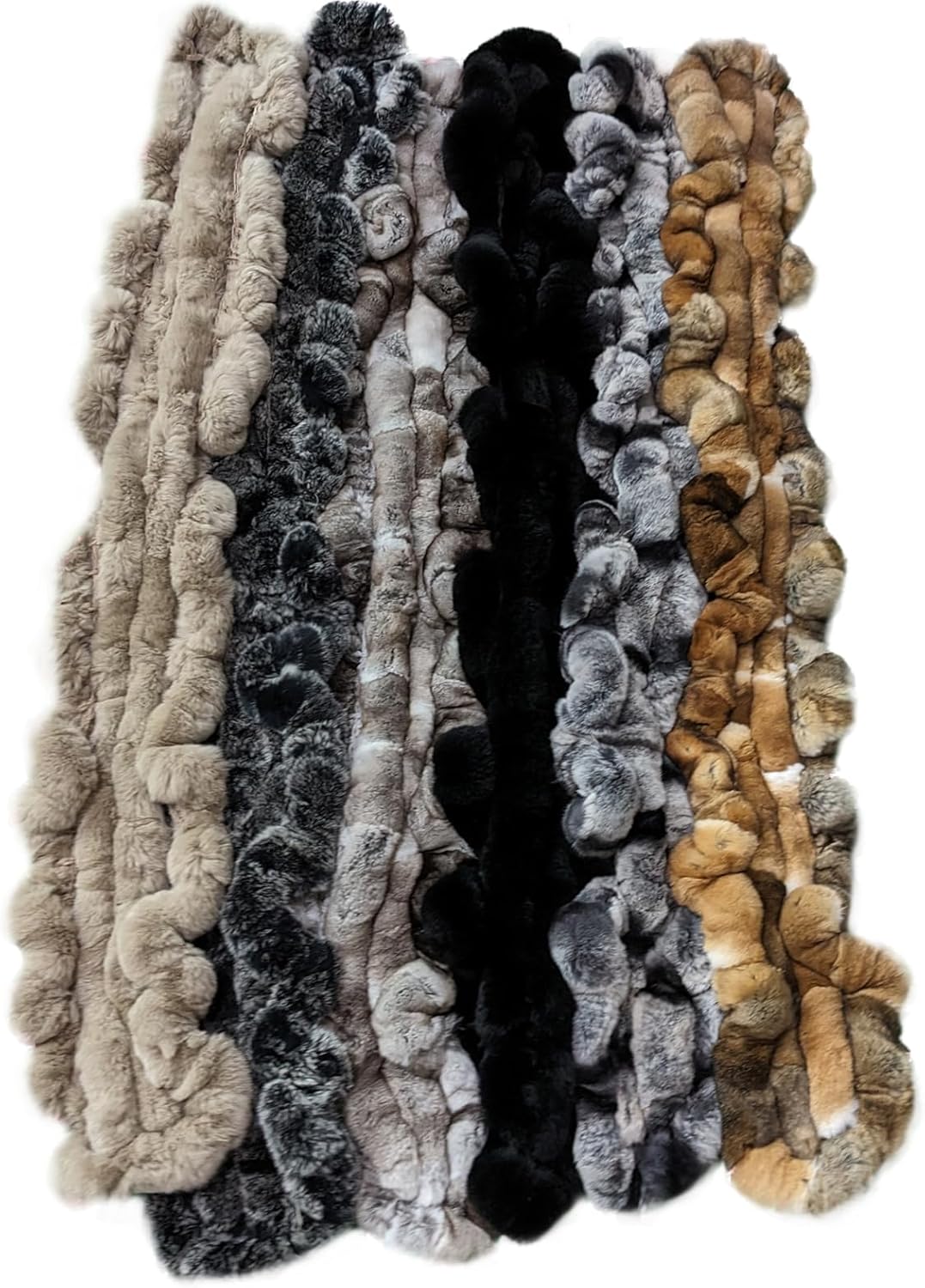 LVCOMEFF Women Natural Rex Rabbit Fur Scarf Furry Neck Warmer Outdoor Classic - Image 5