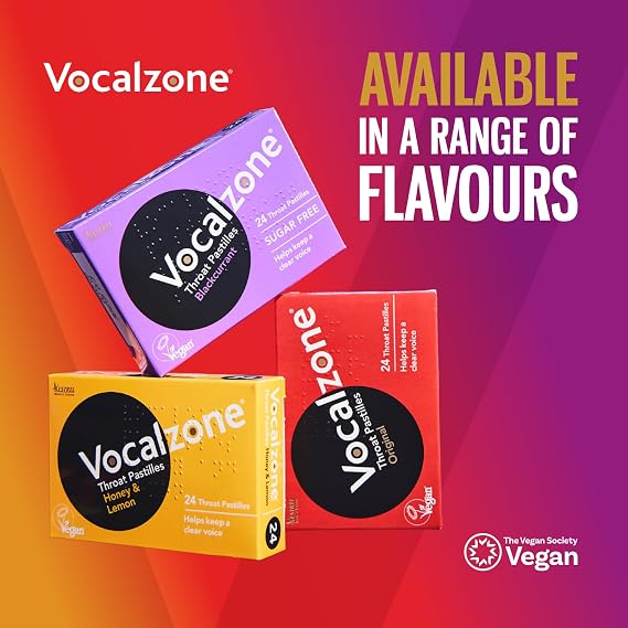 Vocalzone Throat Pastilles Blackcurrant Sugar Free 3 Packs of 24 Pastilles