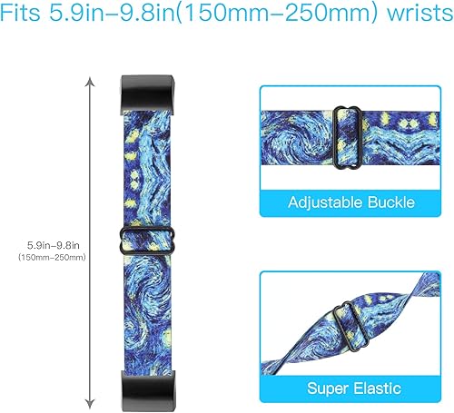 Miniatura 44 de YONWORTH - Banda elástica ajustable para reloj compatible con Fitbit Charge 2. Correa de nailon elástica, suave para muñecas. Pulsera deportiva