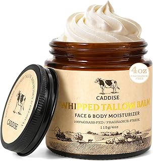 Whipped Beef Tallow for Skin–100% Grass-Fed Handmade Cream Moisturizer for Face & Body, Natural with Honey, Shea Butter, Jojoba Oil, Non-Greasy, Nourishing for Men, Women, Kids, 4 Oz (Fragrance-Free)